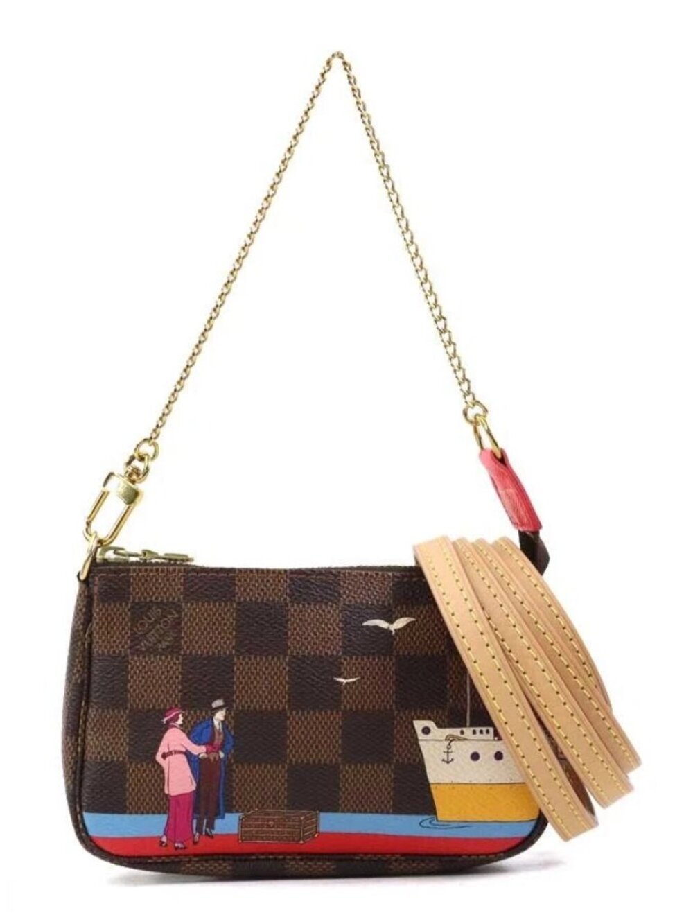 LOUIS VUITTON Damier Mini Pochette Accessories Handbag Pouch